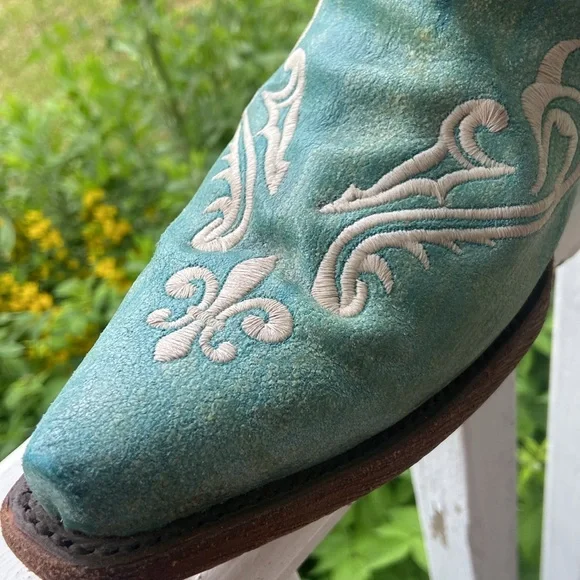 Corral Boots Turquoise Blue Leather Cortez Western Cowboy Boots Women's Size 10 - Picture 14 of 15